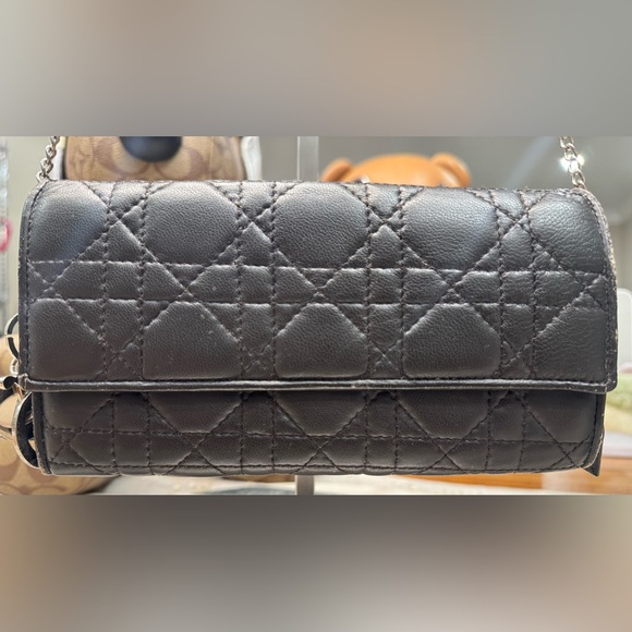 CHRISTIAN DIOR LADY DIOR CHAIN WALLET 100%AUTHENTIC VERY GOOD USED CONDITION EUC - Picture 2 of 16